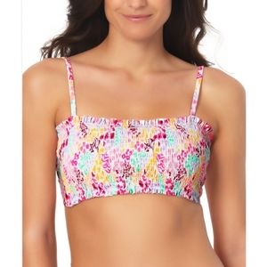 California Waves Smocked Bandeau Bikini Swim Top